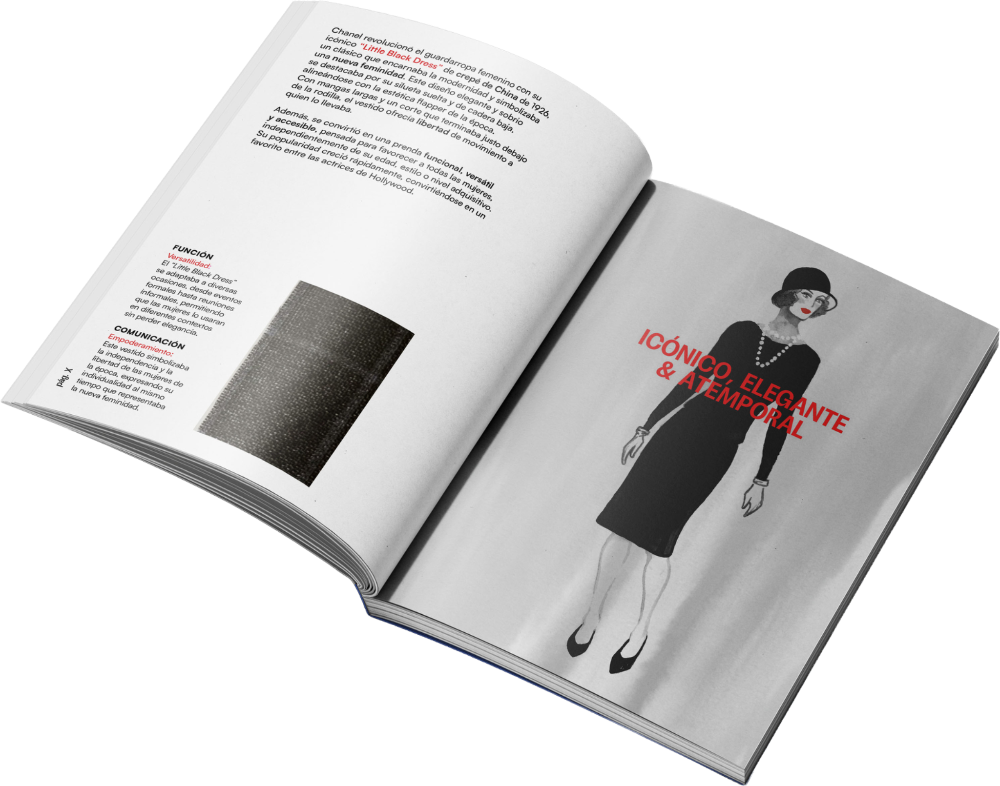 Libro abierto de Relato Textil con composición editorial