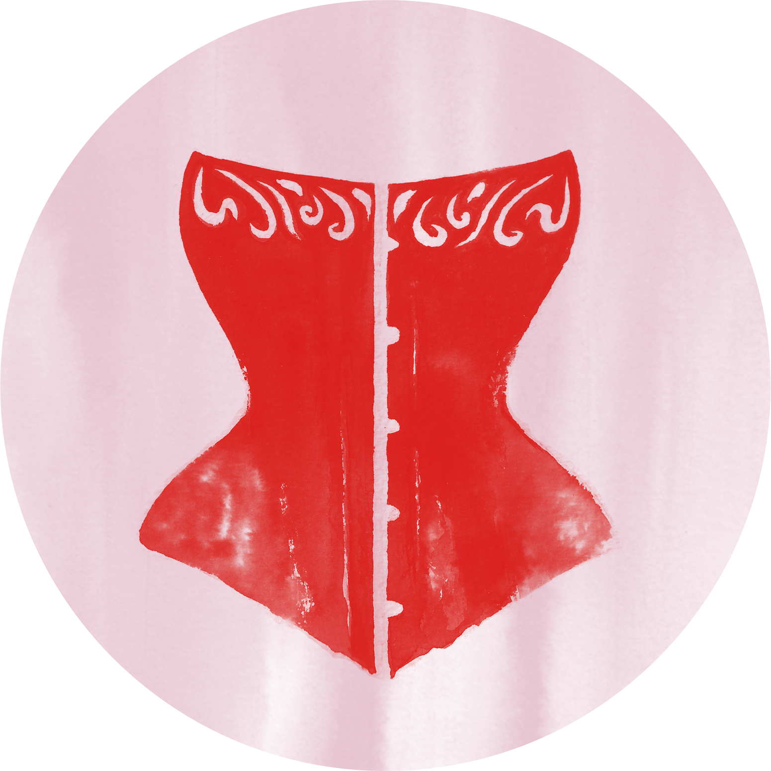 Ilustración circular de corsé rojo